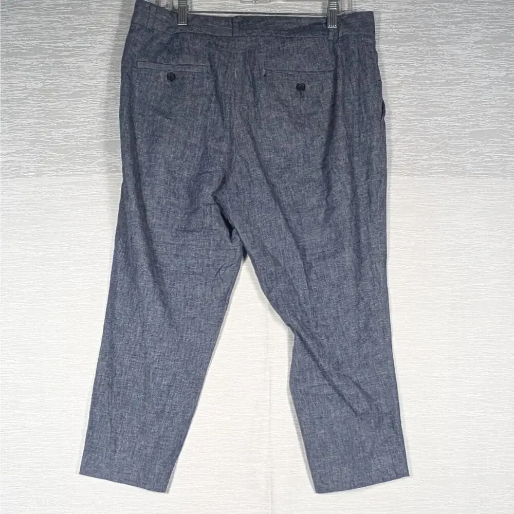 Banana Republic Avery Pants Womens 12P Grey Linen Spandex Trousers